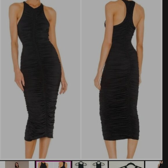 A.L.C. Black Ruched Racerback Midi Dress - Picture 4 of 5